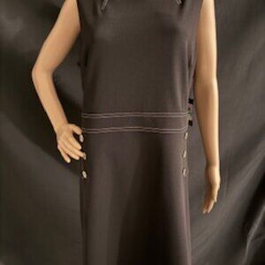 Tommy Hilfiger Black Contrast Stitch Sheath Dress 16 (Black)